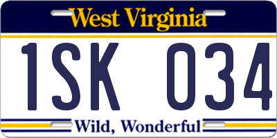 WV license plate 1SK034