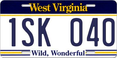 WV license plate 1SK040