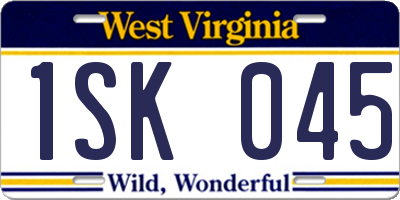 WV license plate 1SK045