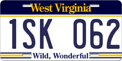 WV license plate 1SK062