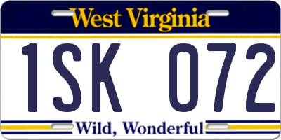 WV license plate 1SK072