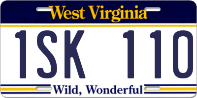 WV license plate 1SK110
