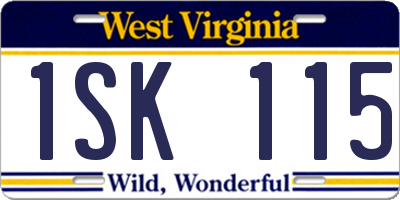 WV license plate 1SK115