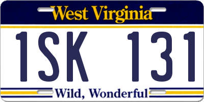 WV license plate 1SK131