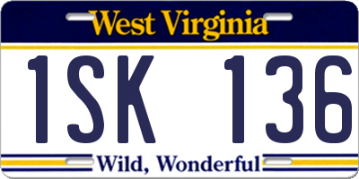 WV license plate 1SK136