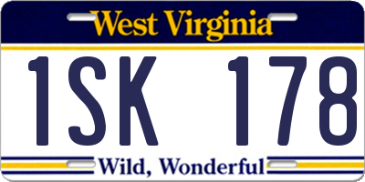 WV license plate 1SK178