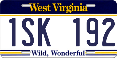 WV license plate 1SK192
