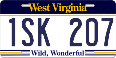 WV license plate 1SK207