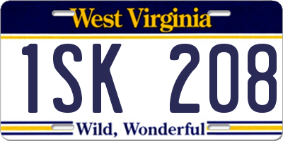 WV license plate 1SK208