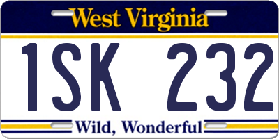 WV license plate 1SK232