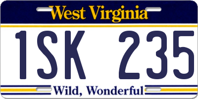 WV license plate 1SK235