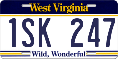 WV license plate 1SK247