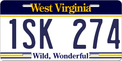 WV license plate 1SK274