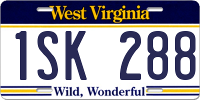 WV license plate 1SK288