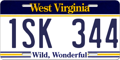 WV license plate 1SK344