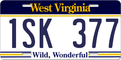 WV license plate 1SK377
