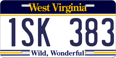 WV license plate 1SK383