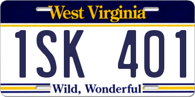 WV license plate 1SK401