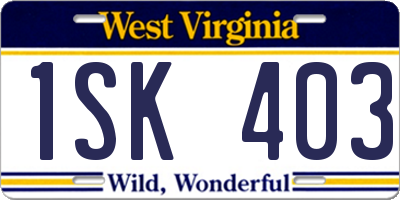 WV license plate 1SK403