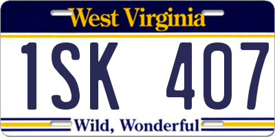 WV license plate 1SK407