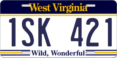 WV license plate 1SK421