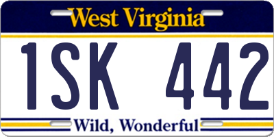 WV license plate 1SK442