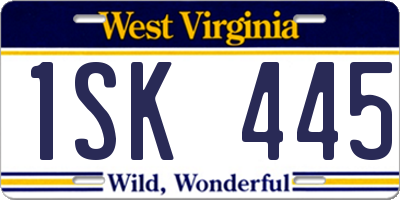 WV license plate 1SK445