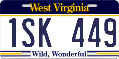 WV license plate 1SK449