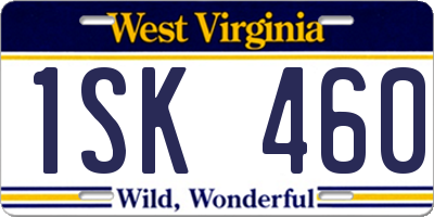 WV license plate 1SK460