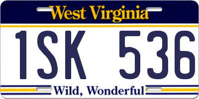 WV license plate 1SK536