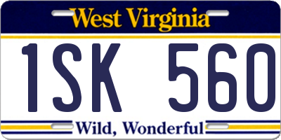 WV license plate 1SK560