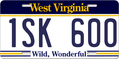 WV license plate 1SK600