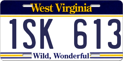 WV license plate 1SK613