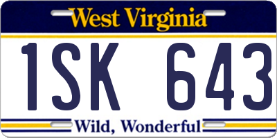 WV license plate 1SK643