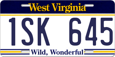 WV license plate 1SK645