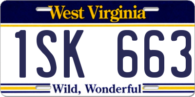 WV license plate 1SK663