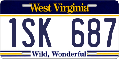 WV license plate 1SK687
