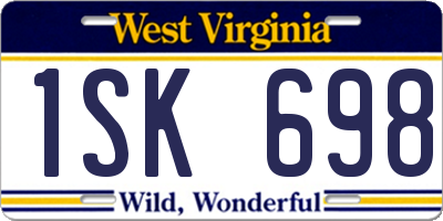 WV license plate 1SK698