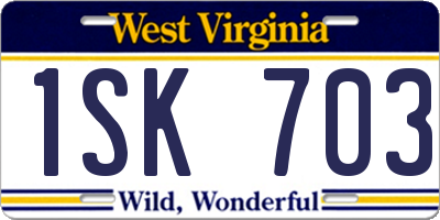 WV license plate 1SK703