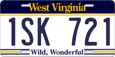 WV license plate 1SK721