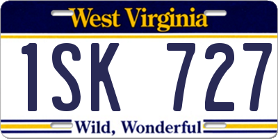 WV license plate 1SK727
