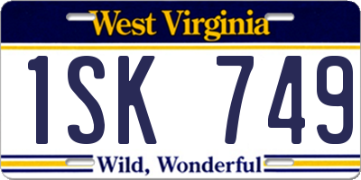 WV license plate 1SK749