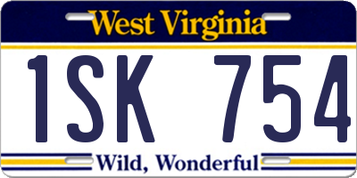 WV license plate 1SK754