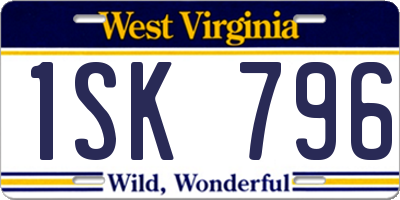 WV license plate 1SK796