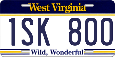 WV license plate 1SK800