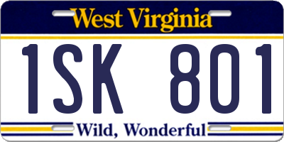 WV license plate 1SK801