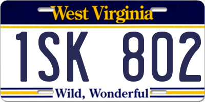WV license plate 1SK802