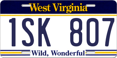WV license plate 1SK807