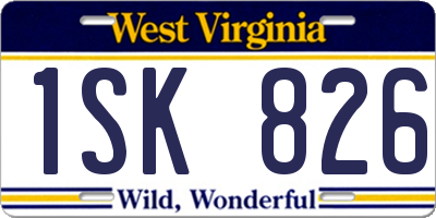 WV license plate 1SK826