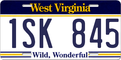 WV license plate 1SK845